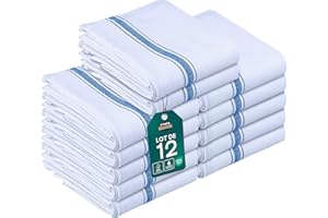 Utopia Towels - 200 GSM Torchons de Cuisine 38 x 64 cm 100% Coton, Super Absorbant, Ensemble de torchons Doux et réutilisables (Lot de 12, Bleu et Blanc)