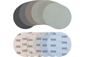 JatilEr 24 sztuki papieru ściernego, mocowane na rzep 125 mm, ziarnistość 1000/1500/2000/3000/4000/5000, krążki szlifierskie, okrągłe, bez otworów, do szlifierek mimośrodowych, do samochodu, metalu,