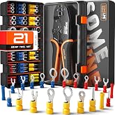 SOMELINE Crimping Kit Electrical Terminals, 21 Types of Pre-Insulated Terminals, 0.34-6 mm&sup2; Self-Adjusting Ratchet Crimping T