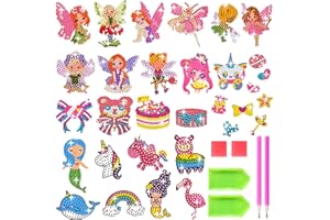 RUIJIE® Diamond Painting Enfant, 31 Pièces DIY Peinture Diamant Enfant 5D Autocollants de Diamant Kits Broderie Diamant pour Enfant et Adultes Débutants (Fées)