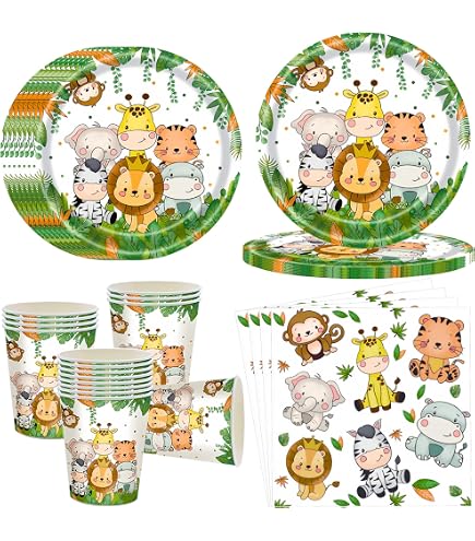 Yhjxly Dschungel Safari Party Mitgebsel Set | 36 Teile Mit Armband, Schlüsselanhänger & Tüten | Für Kindergeburtstage