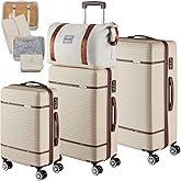 tectake 13 Piece Suitcase Set, Large, Medium and Hand Luggage Suitcase, ABS and Imitation Leather, TSA Lock, 360&deg; Wheels, Sta