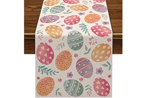EWLPI Easter Table Runner - 180*33cm Easter Decorations Colorful Table Runners with Easter Egg Print,Spring Kitchen Dining Table Decoration for Easter Table Decorations Home Party Table Cloth