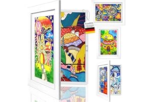 Swetfela Marco de fotos para dibujos infantiles, apertura frontal, marco para dibujos infantiles, plegable, marco para escuelas, hogares y galerías de arte (blanco)