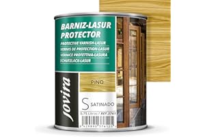 JOVIRA PINTURAS BARNIZ-LASUR PROTECTOR SATINADO (7 colores) Protege, decora y embellece todo tipo de madera (750 Mililitros, Pino) D-04