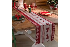 ASTRIgneous Camino de Mesa de Navidad con Diseño de Alce Camino de Mesa Decorativa 35 x 180 cm Camino para Navidad, Vacaciones, Cenas, Fiestas, Decoración de Mesa