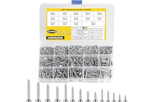 VARHHUXHA 1235 Pcs M2 M3 M4 Small Screws for Wood, Self Tapping Cross Flat Head Screw, Assorted Screws Pack Set, for Decking Chipboard Drywall Concrete