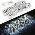 Led Disco Ball String Lights, 20 Pcs Mirror Led Party Light Glass Ball Light Decorative Light String with Remote Control for Indoor Outdoor Patio Party Yard Garden Kids Bedroom Living Dorm (White)