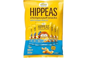 HIPPEAS Salt & Vinegar Chickpea Puff Vegan Crisps Multipack | 50 x 15g Packets | Plant-Based, Source of Protein | Free from Gluten & Artificial Flavours | Light & Crunchy - 62 calories per serving