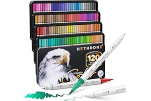 Hethrone Pinselstifte Filzstifte Set 120 Farben Dual Brush Pen Set Brush Marker für Kalligraphie Aquarellpinsel Ausmalen Erwachsene (120 Weiß)