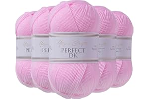 Utopia Crafts DK Double Knitting Yarn, 5X 100g (Baby Pink)