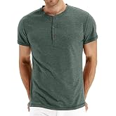 Hisir Henley Shirt Men Summer Classic Cotton Short Sleeve Button Shirt Casual T-Shirts for Men