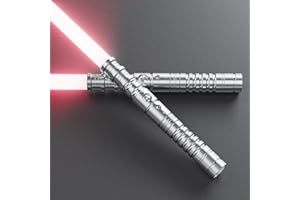 Hlieeosfcn Spada laser 2 pezzi spada laser per bambini e adulti 2 in 1 RGB 15 colore USB ricaricabile manico in metallo nero spada adatta per Halloween Natale cosplay