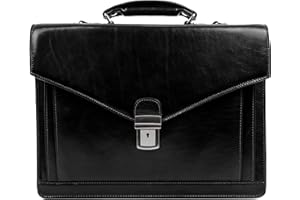 Time Resistance Porte Document Homme en Cuir - Sac Bandoulière en Cuir Pleine Fleur - Fabriqué à la Main en Italie pour Ordinateur Portable Cartable Homme