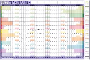 1ABOVE 2026 A1 Wall Planner – Large 85cm x 58cm Laminated Year Calendar with Stickers & Dry Wipe Pen | Reusable Annual Wall Chart for Home, Office or School