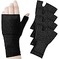 KASTWAVE 4 PCS Wrist Thumb Support Sleeve Fingerless Wrist Gloves Compression Arthritis Gloves Sports Wrist Support Brace for Fatigue Sports Typing (Black, Unisex, Medium)