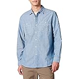 Amazon Essentials Camicia in Chambray a Maniche Lunghe Regular Fit Uomo