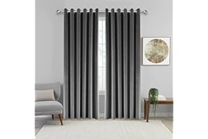 IR IMPERIAL ROOMS Imperial Rooms Crushed Velvet Curtains for Bedroom Super Soft Grey Curtains 90 x 90 Eyelet Fully Lined Blackout Window Curtain + 2 Matching Tie Backs (228cm x 228cm)
