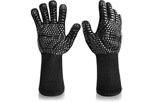 OPACELUUK Guantes de Barbacoa para Parrilla, antiquemaduras, Resistentes a Altas temperaturas, Resistentes al Fuego, Guantes de Parrilla Resistentes a los Cortes, Guantes de Cocina Seguros