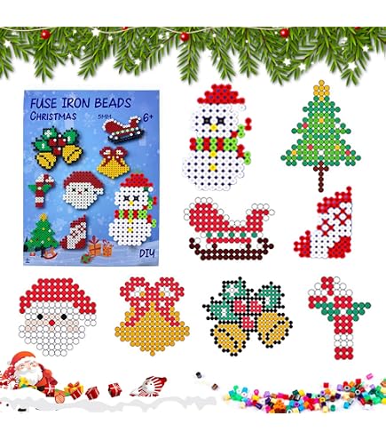JANYUN Weihnachts Bügelperlen Set – 5100 Stück 5 Mm Perlen, 12 Muster, 2 Platten, In Geschenkbox, Für Kinder Ab 5