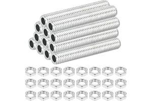 PATIKIL Filettatura Fine M8 Tubo Lampada in Acciaio al Carbonio con Dado, 12 Set Adattatori Filettati per Tubi Cavi 50mm/1,97" per Lampade Lampadari Luci a Soffitto, Zincatura Bianca