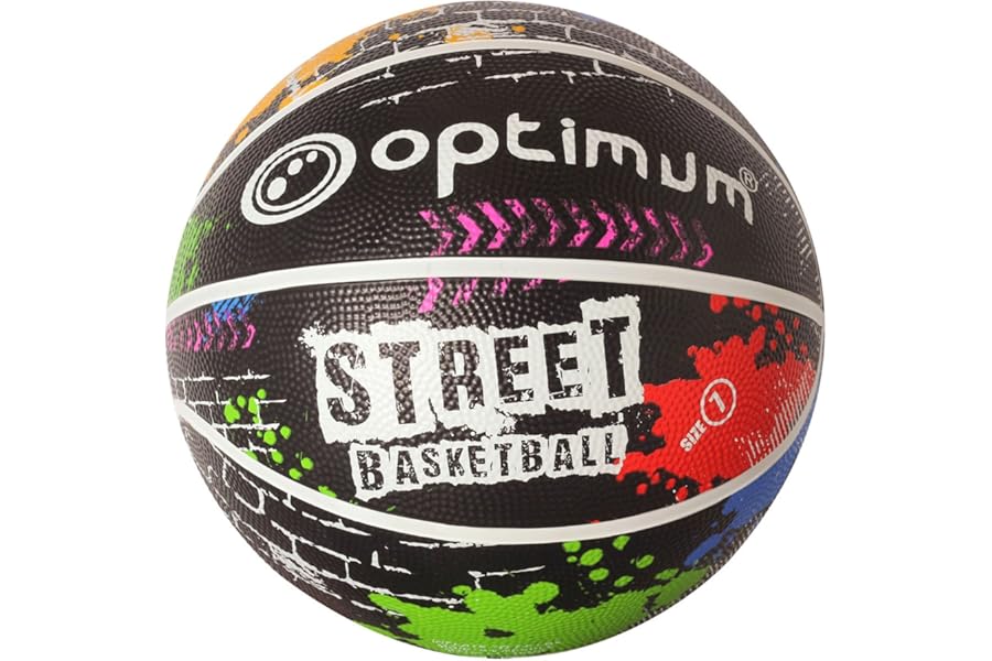 Optimum Street Basketball - Durable Korean Rubber with All-Weather Grip for Versatile Indoor/Outdoor Play - Sizes 7 & Mini for All Ages