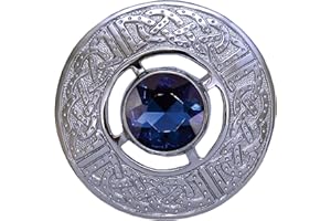 Imperial Kilt Products - Men's Scottish Kilt Fly Plaid Brooch 3 inches- Kilt Brooch Pins for Men and Ladies- Tartan Kilt Brooch Pins for Men and Women with Celtic Knot - Thistle brooch Silver Finish