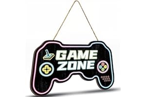 JAWUZ Decorazione da parete per controller di gioco, cartello in legno GAMER ZONE,cartello sospeso, decorazione per sala e-sport,29×17,8 cm,giocatore di gioco decorazione da parete per sala gioch