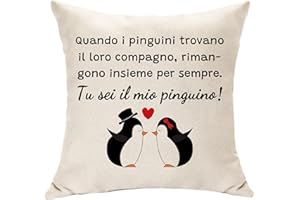Hasodeo Tu Sei Il Mio Pinguino Copricuscino 45x45 - Decorazione Cuscino, Regali per Coppia, Moglie e Marito, Anniversario di San Valentino, Compleanno
