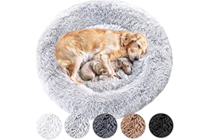 Wahre Tierliebe Hundebett Donut - Das Original - waschbar [XL, 120cm, grau] Hundekissen, Hundekorb, Flauschiges Hundebett für große, mittelgroße & kleine Hunde