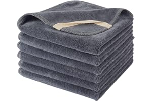 SINLAND 6 Stück Mikrofaser Gesichtstücher Waschbar Abschminktücher schnell trocknend Waschlappen saugfähig Gesichtsreinigungstücher weiches Make up Entferner Tücher, 30,5 x 30,5 cm Grau