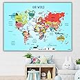 EkDali Paper World Map Wall Poster, Multicolour, Maps, 16.5 x 23.4 inch