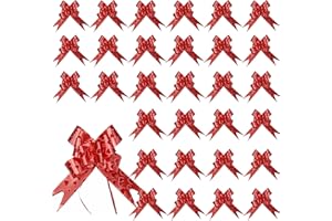 AGOBUHE 30pcs Red Bows for Gift Wrapping, 40mm Large Pull Bows for Presents, Bows Decorations for Father's Day Wedding Car, Party, Hamper, Baskets, Wine