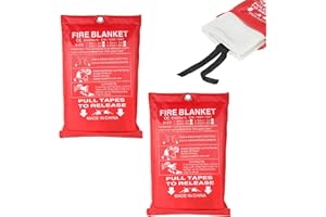 PLASTIFIC Manta de fuego grande de 1 mx1 m, de liberación rápida, para casa, cocina, oficina, caravana (modelo de ancho, paquete de 2)