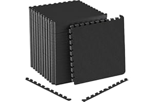 FB FUNKYBUYS Durable EVA Gym Mats for Home Non-Slip Foam Mats – 1 cm thick Interlocking Floor Mats for Gym Flooring and Garage Floor 10 Tiles 30x30 (black, 30x30, Pack of 1)