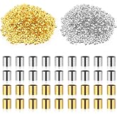 Piriuuo 1000 Pieces 2mm Metal Tubular Beads for Crafts, Earrings, Necklaces, Bracelets, Anklets, Pendants, Jewelry Making (Si