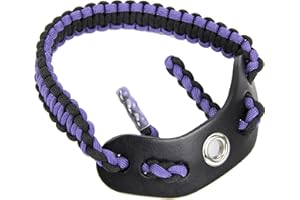 Sunya Sangle de Poignet pour tir à l'arc – Sangle légère en paracorde 550 – Empiècement en Cuir véritable Non Fendu comme Support – Boucle Compatible avec stabilisateurs d'arc recourbés et composés