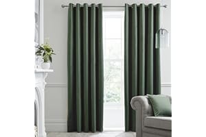 Laurence Llewelyn-Bowen Montrose Blackout, W90 x L90 (229 x 229cm), Velvet Living Room & Bedroom, Dark Thermal/Eyelet Curtains, Polyester, Olive Green