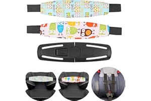 YOUR DAY MATE Appuie-Tête de Siège Enfant, 2 x Imprimé Joli, Kit avec Boucle de Protection de Siège Auto Enfants, Positionneurs de Sommeil Réglables pour Siège Auto, Appui-Tête Enfant pour Voyage en Voiture, Clip