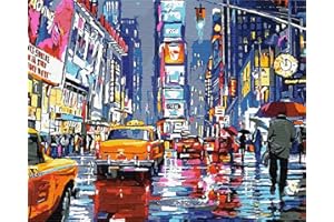 Artnapi Dipingere con i numeri, adulti con cornice, dipinta a mano, Times Square New York, kit per principianti e adulti, set con colori acrilici e pennelli, tela da 40 x 50 cm, ideale come regalo