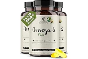 ‎SURPRESA NATURAL Surpresa Natural Omega 3 Kapseln hochdosiert I 3x 120 Kapseln I 1000mg Fischöl pro Kapsel I 500mg EPA & 250mg DHA pro Kapsel I Essentielle Fettsäuren I vegan & laborgeprüft