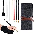Scratch Painting Art Tool, 9 Pieces Scratching Drawing Tool Set, Including Artist Glove, Tool Bag, Scratch Coloring Pens, Plastic and Wooden Stylus, Scraper, Clean Brush