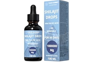 CALIU GUMMY Shilajit Pur Oil | 100 ml 100000mg | +85 Minéraux | Complément Alimentaire en Gouttes pour Hommes |Avec Résine Pure de Shilajit de l'Himalaya | 10% Acide Fulvique |Framboise | 50 Jours Haute Potence