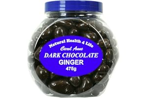Natural Health 4 Life Carol Anne Confectionery Dark Chocolate Ginger 475 g in Recyclable Gift Jar (1 Jar)