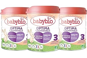 Babybio - Lait Infantile - Optima 3ème Âge avec Fibres - 800g - dès 10 Mois - BIO - Fabriqué en France - Sans Huile de Palme - Lot de 3