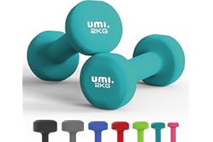 AMAZON BRAND - UMI Umi Juego de 2 mancuernas de fitness, mancuernas de neopreno, para mujeres, hombres, niños, 2 x 1 kg, 2 x 2 kg, 2 x 3 kg, 2 x 4 kg, 2 x 5 kg, 2 x 8 kg, 2 x 10 kg