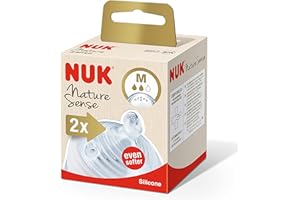 NUK Nature Sense Trinksauger für Babyflaschen | 0–18 Monate |Anti-Colic-Ventil | Größe M | BPA-frei | 2 Stück