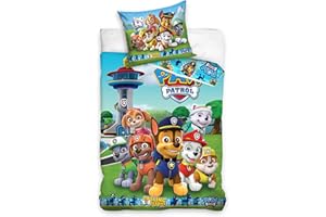 ‎TERMANA Paw Patrol Bettwäsche Bettbezug 135x200 80x80 Baumwolle · Kinderbettwäsche für Mädchen und Jungen · 2 teilig · 1 Kissenbezug 80x80 + 1 Bettbezug 135x200 cm