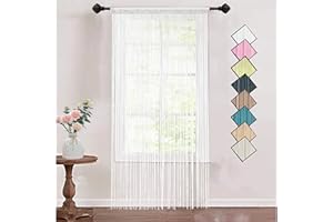 HSYLYM String Curtains for Living Room Home Decorations White Curtains Room Decor for Teen Girls Door Fly Screen,White,90 x 200 cm