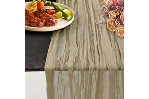 NOSTHEART Runner da tavola Beige, 90 x 405 cm Garza Runner da Tavolo Boho, Lavabile Tablerunner Decorazione per Matrimoni, ricevimenti, feste di nozze, vacanze, Baby Shower